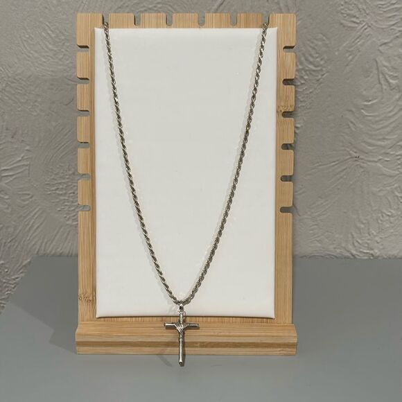 Italy 925 Sterling Silver Cross Pendant and Chain - Picture 1 of 5
